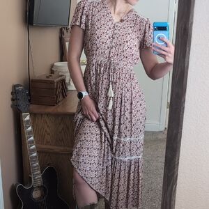 Dirty Floral Maxi Western Dress